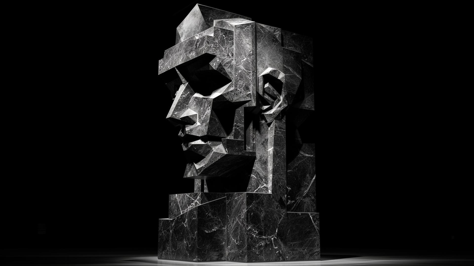 Brutalist facial sculpture — structure and architecture