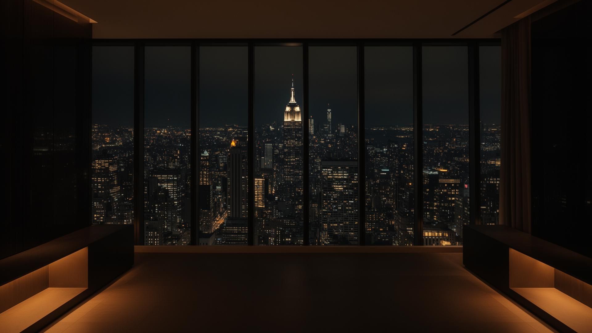 New York City skyline at night — luxury facial sculpting studio