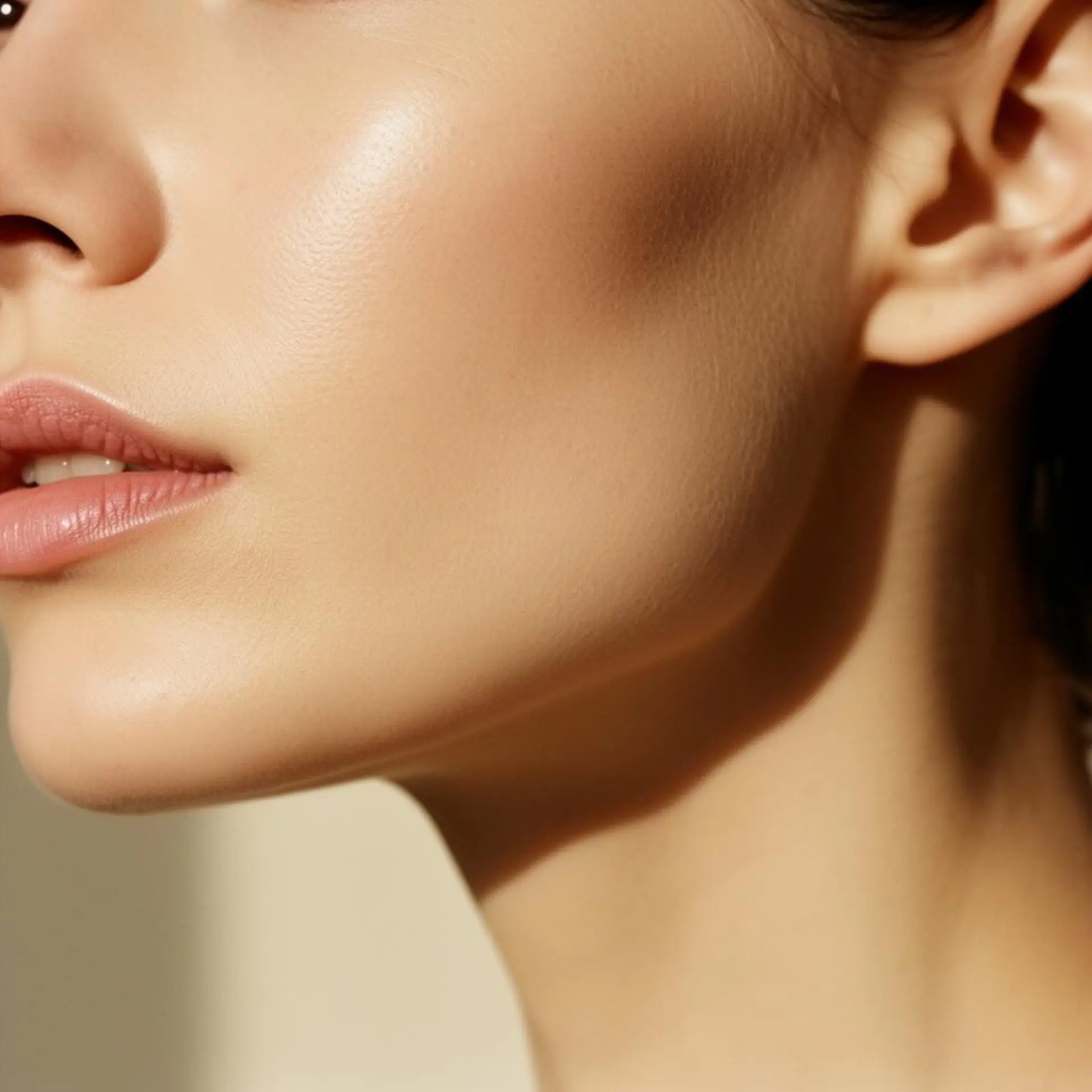 Defined facial contour — jawline and cheekbone definition after buccal massage